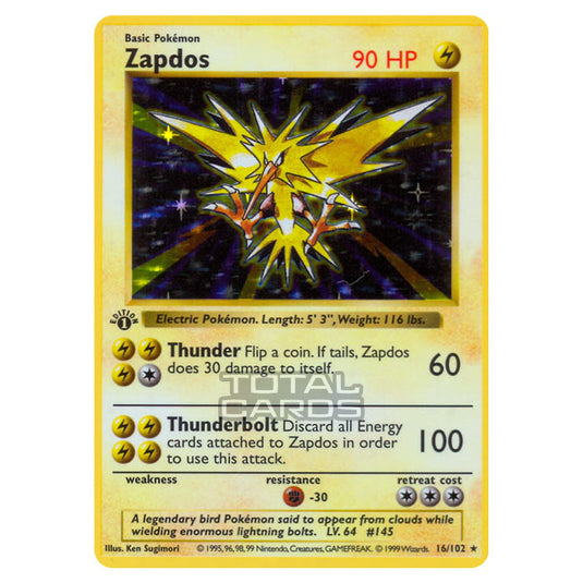 Pokemon - Base Set - Zapdos - 16/102 Pokemon - Base Set - Zapdos - 16/102