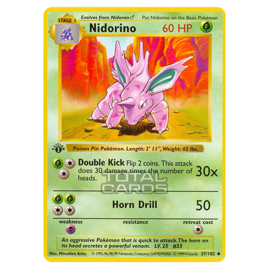 Pokemon - Base Set - Nidorino - 37/102