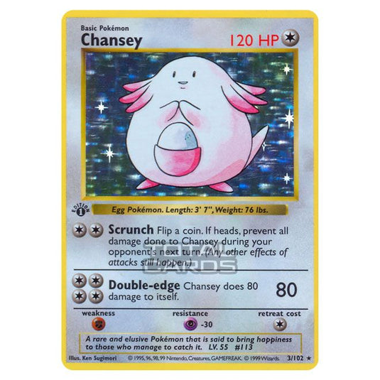 Pokemon - Base Set - Chansey - 3/102-Good-Unlimited-English