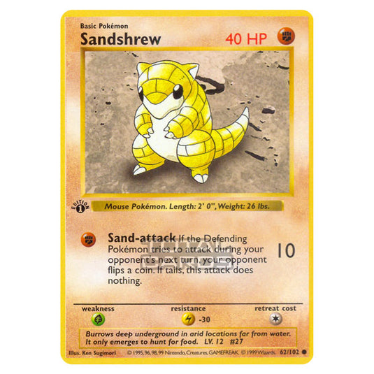 Pokemon - Base Set - Sandshrew - 62/102