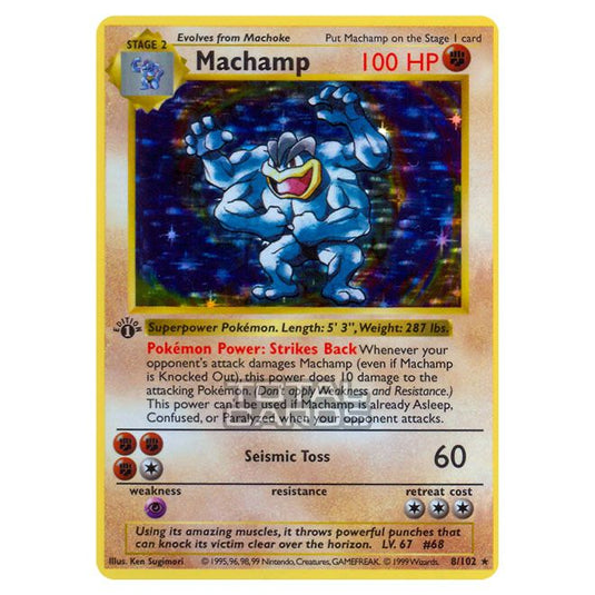 Pokemon - Base Set - Machamp - 8/102 First Edition Good