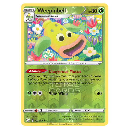 Pokemon - Sword & Shield - Battle Styles - Weepinbell - 002/163 - (Reverse Holo)