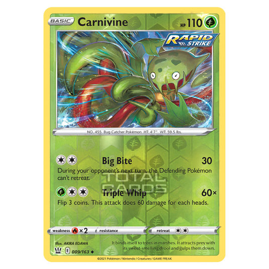 Pokemon - Sword & Shield - Battle Styles - Carnivine - 009/163 - (Reverse Holo)