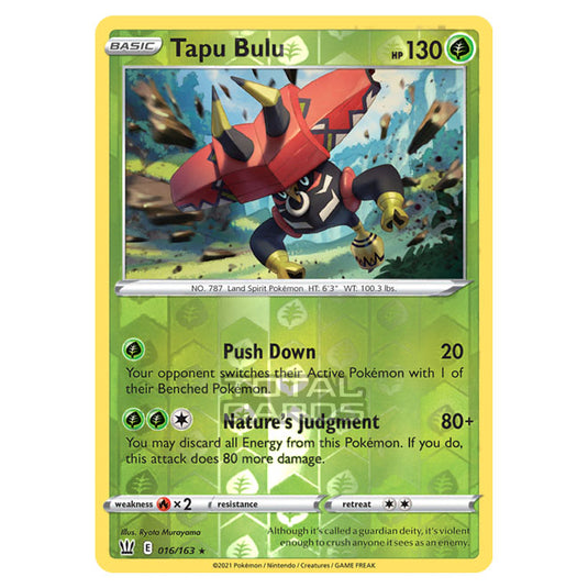 Pokemon - Sword & Shield - Battle Styles - Tapu Bulu - 016/163 - (Reverse Holo)