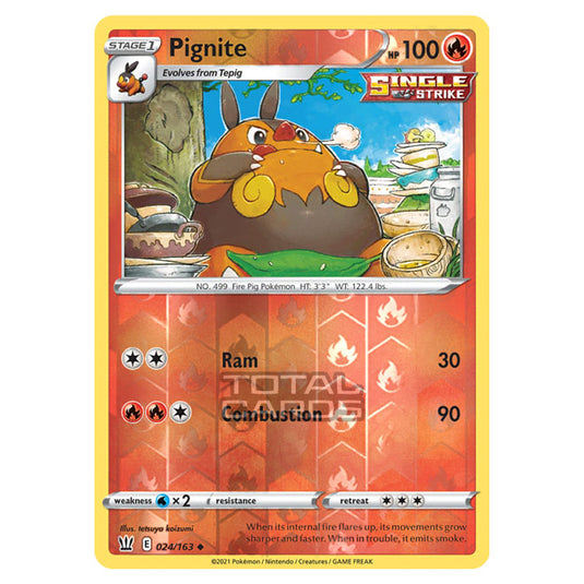 Pokemon - Sword & Shield - Battle Styles - Pignite - 024/163 - (Reverse Holo)