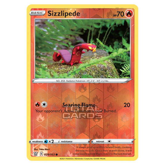 Pokemon - Sword & Shield - Battle Styles - Sizzlipede - 029/163 - (Reverse Holo)