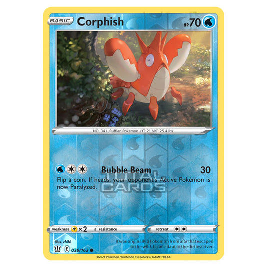 Pokemon - Sword & Shield - Battle Styles - Corphish - 038/163 - (Reverse Holo)