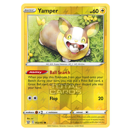 Pokemon - Sword & Shield - Battle Styles - Yamper - 052/163 - (Reverse Holo)