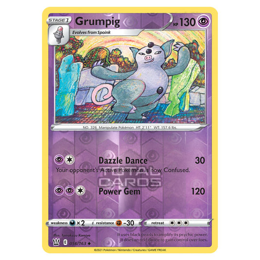 Pokemon - Sword & Shield - Battle Styles - Grumpig - 056/163 - (Reverse Holo)