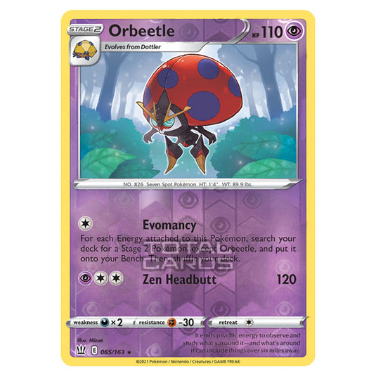 Pokemon - Sword & Shield - Battle Styles - Orbeetle - 065/163 - (Reverse Holo)