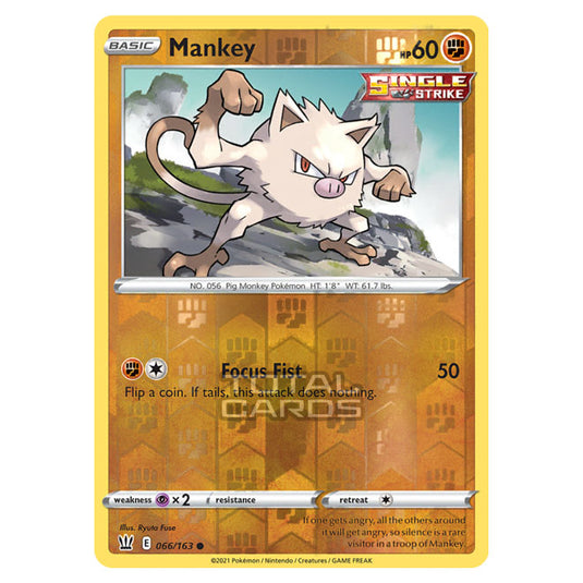 Pokemon - Sword & Shield - Battle Styles - Mankey - 066/163 - (Reverse Holo)