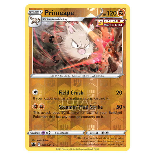 Pokemon - Sword & Shield - Battle Styles - Primeape - 067/163 - (Reverse Holo)