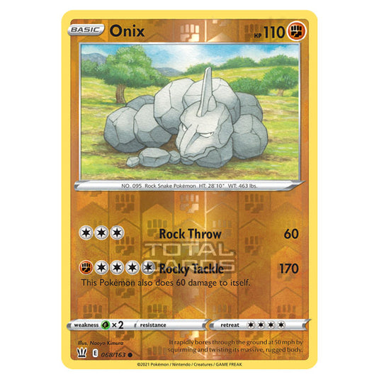 Pokemon - Sword & Shield - Battle Styles - Onix - 068/163 - (Reverse H Pokemon - Sword & Shield - Battle Styles - Onix - 068/163 - (Reverse H
