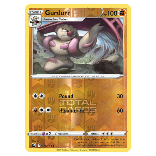 Pokemon - Sword & Shield - Battle Styles - Gurdurr - 074/163 - (Reverse Holo)