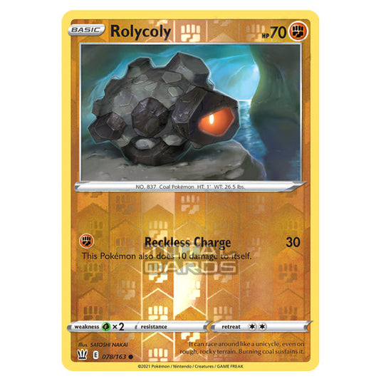 Pokemon - Sword & Shield - Battle Styles - Rolycoly - 078/163 - (Reverse Holo)