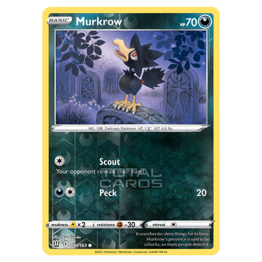 Pokemon - Sword & Shield - Battle Styles - Murkrow - 093/163 - (Reverse Holo)