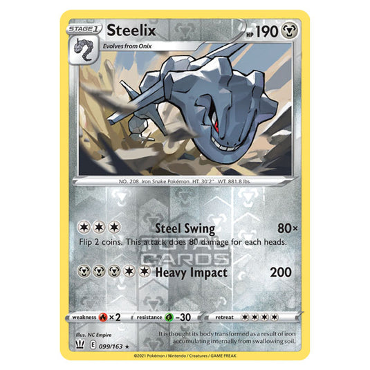 Pokemon - Sword & Shield - Battle Styles - Steelix - 099/163 - (Reverse Holo)