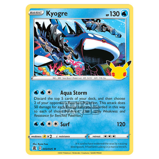 Pokemon - Sword & Shield - Celebrations - Kyogre - 003/025