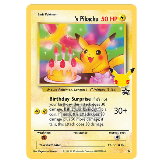 Pokemon - Sword & Shield - Celebrations - Classic Collection - _____'s Pikachu (Wizards Black Star Promos) - 24