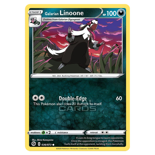 Pokemon - Sword & Shield - Champions Path - Galarian Linoone - 036/073