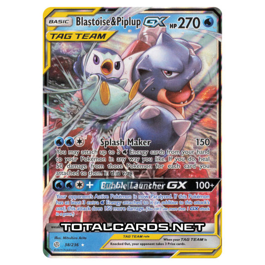 Pokemon - Sun & Moon - Cosmic Eclipse - Blastoise & Piplup-GX - 38/236