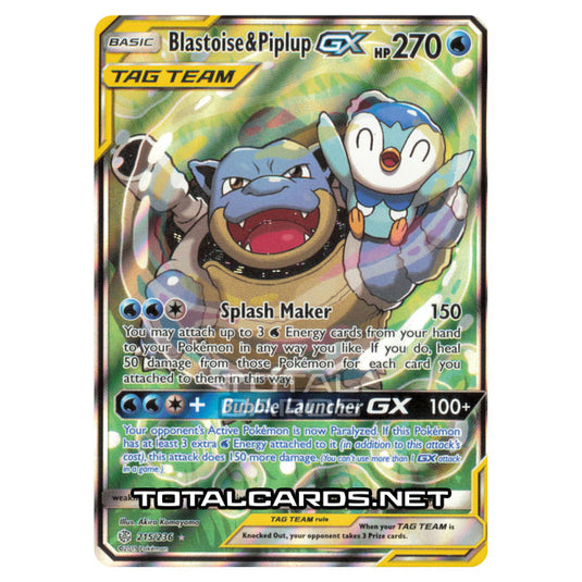 Pokemon - Sun & Moon - Cosmic Eclipse - Blastoise & Piplup-GX - 215/236