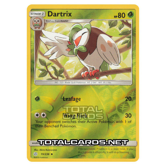 Pokemon - Sun & Moon - Cosmic Eclipse - Dartrix - 19/236 - (Reverse Holo)