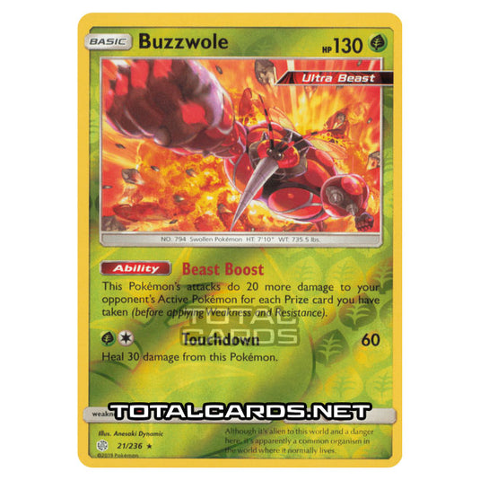 Pokemon - Sun & Moon - Cosmic Eclipse - Buzzwole - 21/236 - (Reverse Holo)