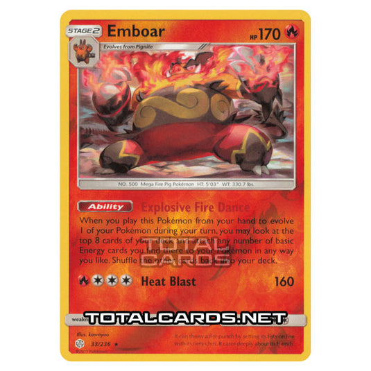 Pokemon - Sun & Moon - Cosmic Eclipse - Emboar - 33/236 - (Reverse Holo)