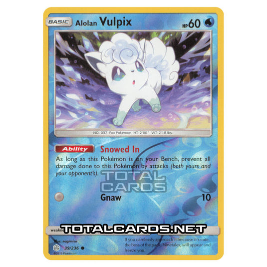 Pokemon - Sun & Moon - Cosmic Eclipse - Alolan Vulpix - 39/236 - (Reverse Holo)