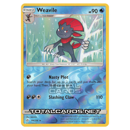 Pokemon - Sun & Moon - Cosmic Eclipse - Weavile - 44/236 - (Reverse Holo)