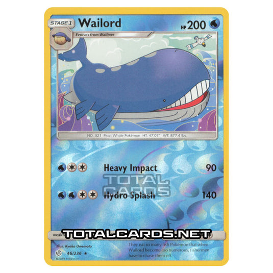 Pokemon - Sun & Moon - Cosmic Eclipse - Wailord - 46/236 - (Reverse Holo)