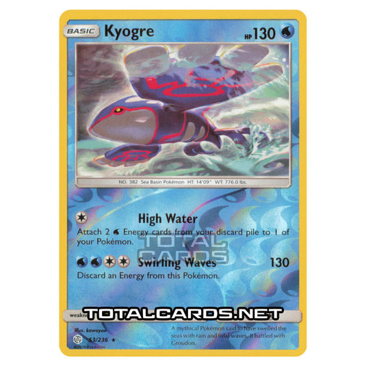 Pokemon - Sun & Moon - Cosmic Eclipse - Kyogre - 53/236 - (Reverse Holo)