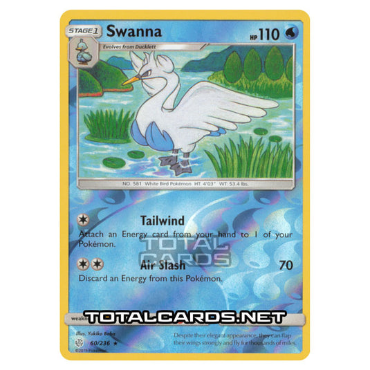 Pokemon - Sun & Moon - Cosmic Eclipse - Swanna - 60/236 - (Reverse Holo)