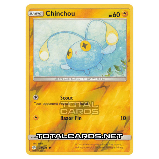 Pokemon - Sun & Moon - Cosmic Eclipse - Chinchou - 71/236 - (Reverse H Pokemon - Sun & Moon - Cosmic Eclipse - Chinchou - 71/236 - (Reverse H