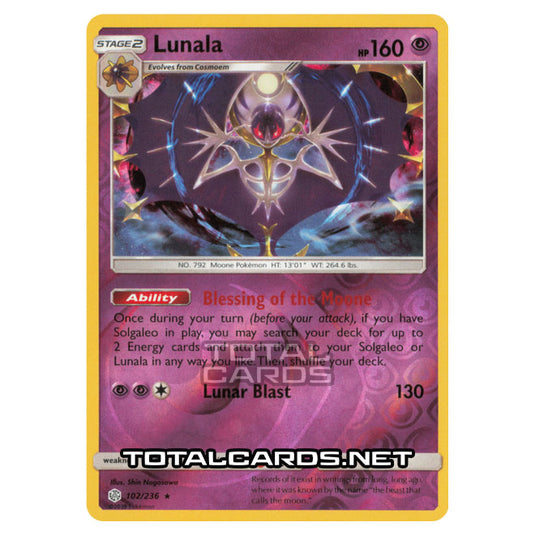 Pokemon - Sun & Moon - Cosmic Eclipse - Lunala - 102/236 - (Reverse Holo)