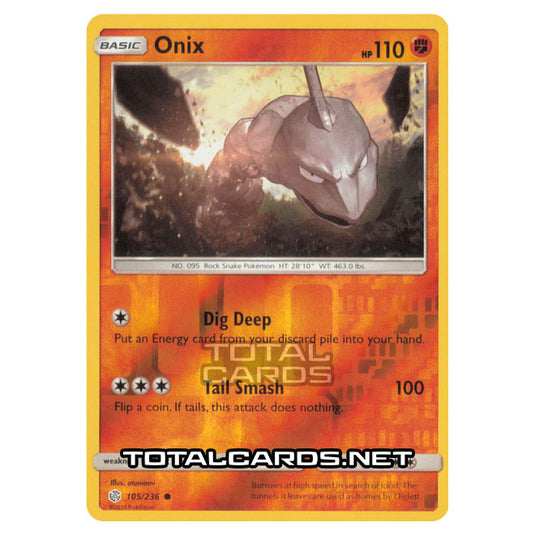 Pokemon - Sun & Moon - Cosmic Eclipse - Onix - 105/236 - (Reverse Holo)