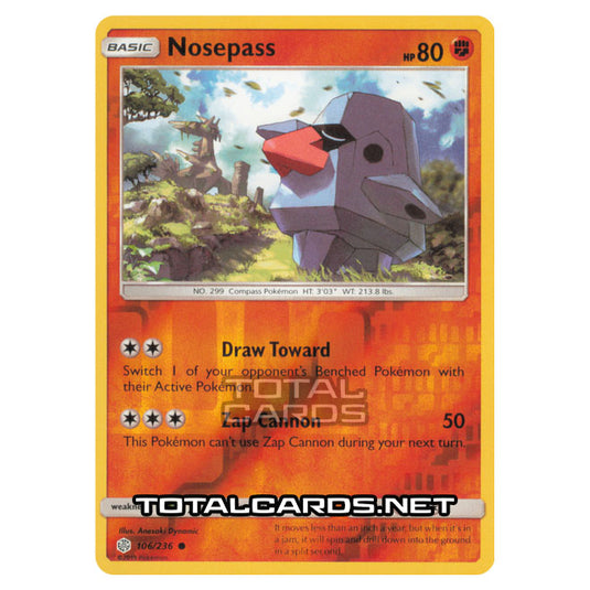 Pokemon - Sun & Moon - Cosmic Eclipse - Nosepass - 106/236 - (Reverse Holo)