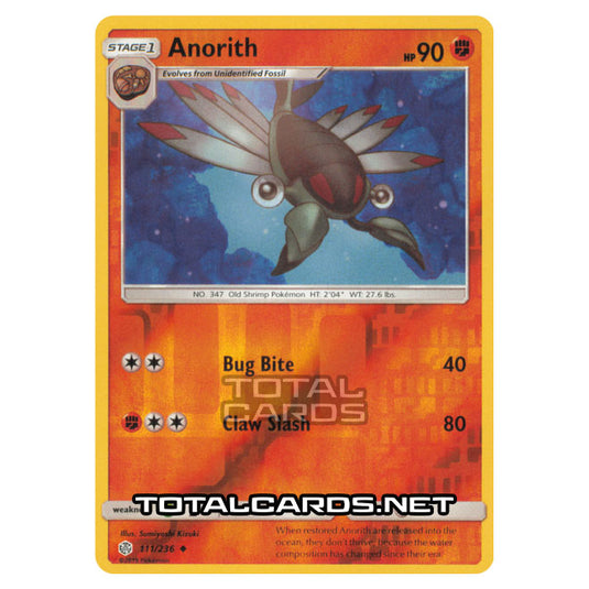 Pokemon - Sun & Moon - Cosmic Eclipse - Anorith - 111/236 - (Reverse Holo)