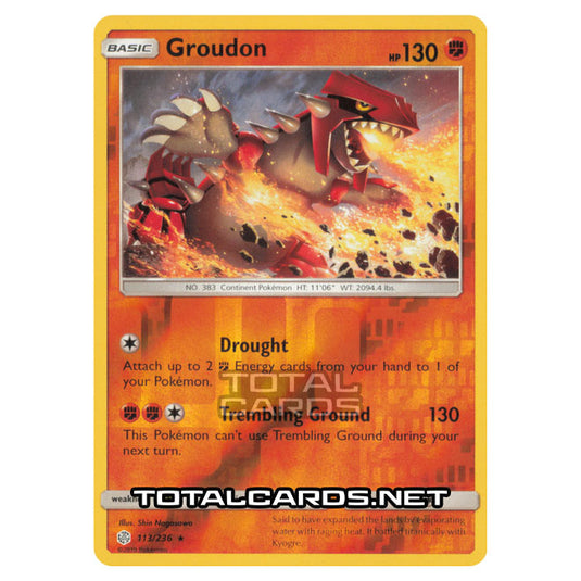 Pokemon - Sun & Moon - Cosmic Eclipse - Groudon - 113/236 - (Reverse Holo)