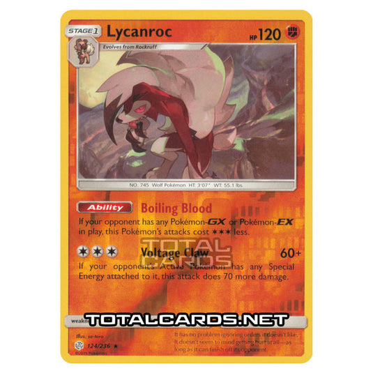 Pokemon - Sun & Moon - Cosmic Eclipse - Lycanroc - 124/236 - (Reverse Holo)