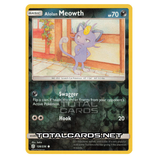 Pokemon - Sun & Moon - Cosmic Eclipse - Alolan Meowth - 128/236 - (Reverse Holo)