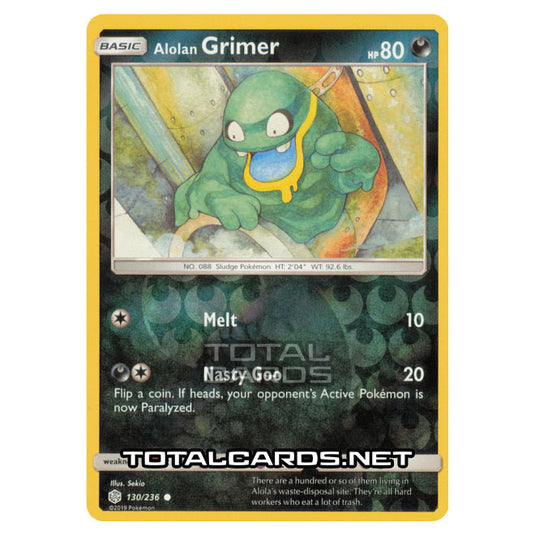 Pokemon - Sun & Moon - Cosmic Eclipse - Alolan Grimer - 130/236 - (Reverse Holo)