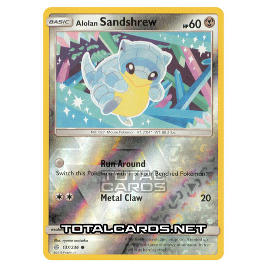 Pokemon - Sun & Moon - Cosmic Eclipse - Alolan Sandshrew - 137/236 - (Reverse Holo)