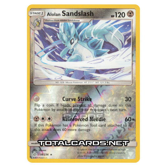 Pokemon - Sun & Moon - Cosmic Eclipse - Alolan Sandslash - 138/236 - (Reverse Holo)