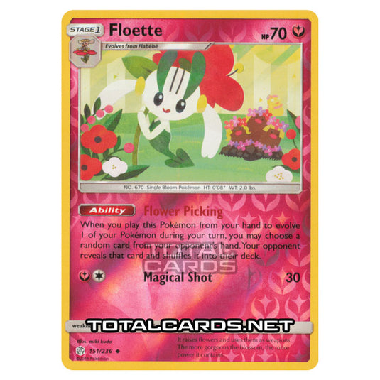 Pokemon - Sun & Moon - Cosmic Eclipse - Floette - 151/236 - (Reverse Holo)