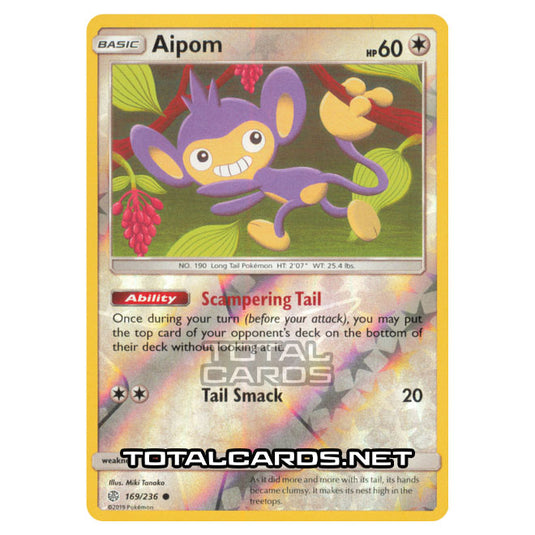 Pokemon - Sun & Moon - Cosmic Eclipse - Aipom - 169/236 - (Reverse Holo)