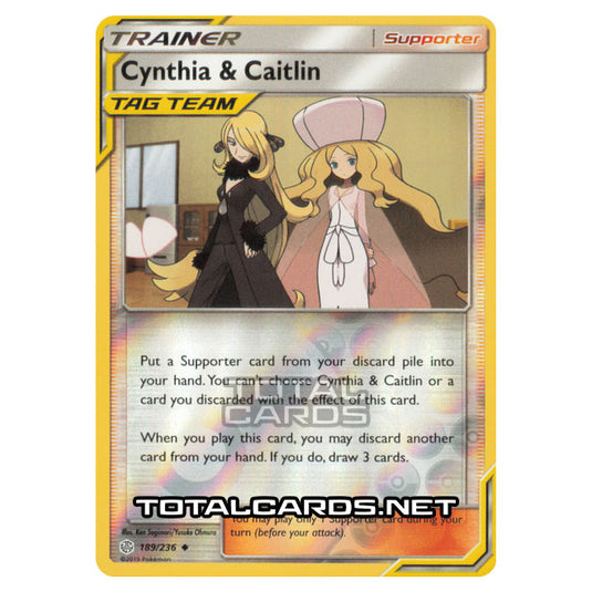 Pokemon - Sun & Moon - Cosmic Eclipse - Cynthia & Caitlin - 189/236 - (Reverse Holo)