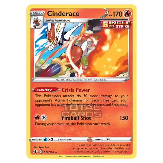 Pokemon - Sword & Shield - Chilling Reign - Cinderace - 028/198