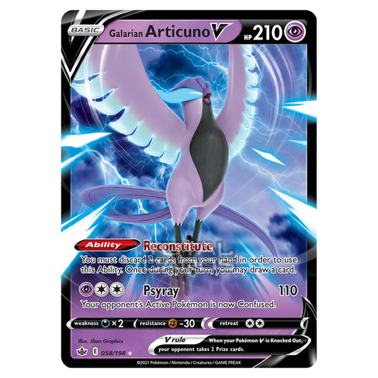 Pokemon - Sword & Shield - Chilling Reign - Galarian Articuno V - 058/198